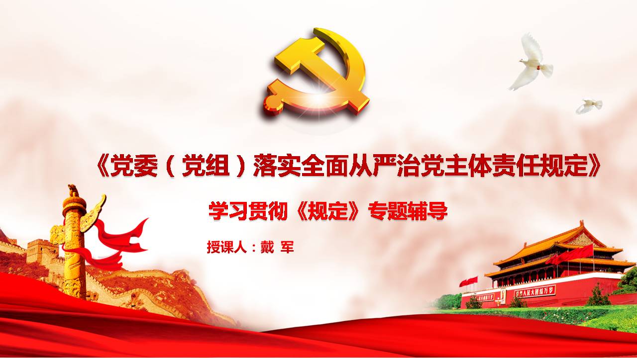 黨委黨組落實(shí)全面從嚴(yán)治黨主體責(zé)任規(guī)定專(zhuān)題輔導(dǎo)講稿 心得體會(huì) a2020032801