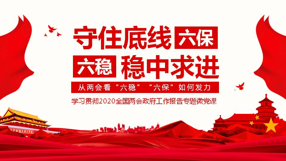 六保六穩(wěn)守住底線穩(wěn)中求進學(xué)習(xí)兩會精神ppt課件